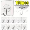 Transparent Stainless Steel Self-Adhesive Hooks Bathroom Towel Clothes Storage Sticker Hook Key Hangers Storage Holder