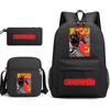 Chainsaw Man Print Student Backpack Set with Crossbody Bag and Pencil Pouch for Boys Girls Daily Use