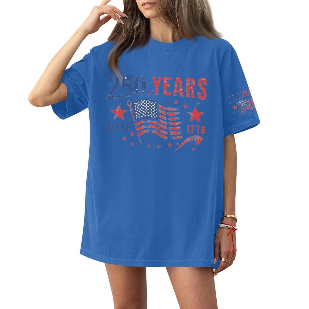 Γυναικείο Κοντομάνικο T-shirt Τοπ με Στρογγυλή Λαιμόκοψη και Σχέδιο