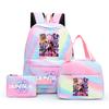 3Pcs/set Cartoon Demon Hunters Printed Backpack with Lunch Bag Pencil Case for Teenager Girl Boy Large Capacity Waterproof Bookbag Gift Mochila