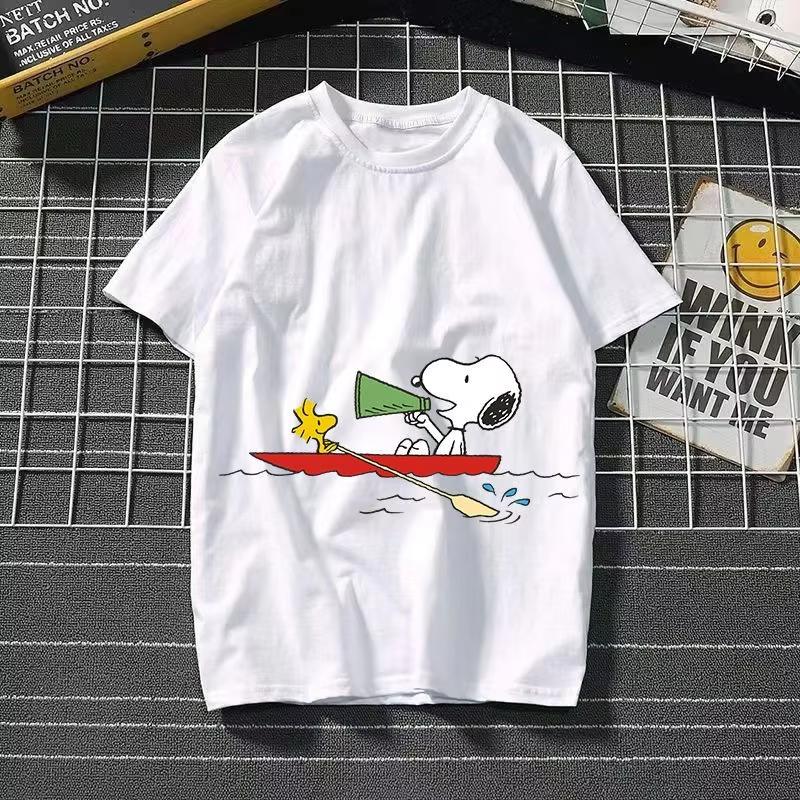 Snoopy Printing Cotton T-shirt Animation Cartoon Men and Women with The Same Loose Pure Cotton Cute Pure Cotton Top