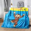 Curious George Flannel Blanket Soft Warm All-Season Throw, Design for Camping, Car Travel, Hiking Sofa, Bed, Office Perfect Gift for Parties