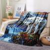 1Pc Cartoon Print Flannel Blanket, High Quality Comfortable for All Seasons, Home Decor, Warmth and Comfort, Perfect for Christmas Birthday Gift