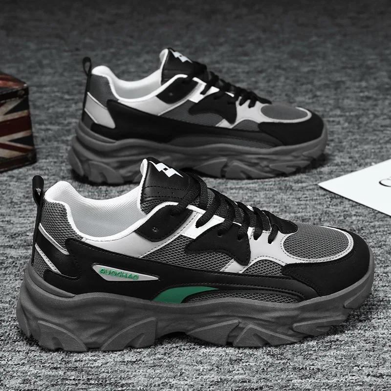 Fashion Men's Shoes Mesh Breathable Casual Shoes Lace Up Platform Sneakers Comfort Running Shoes for Men