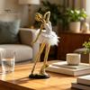 Romantische Artistieke Huisaccent Hars Balletmeisje Beeldje, Modern Ballerina Danseres Standbeeld met Veerrok, Goud Zilver Metalen Lijn Slaapkamer