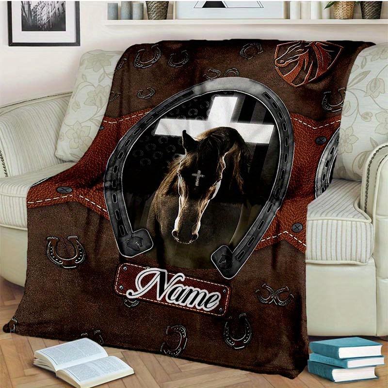 Retro Horse Customize Your Name Blanket Warm Comfortable And Soft Blankets Are Suitable For Home Lunch Break Blanket Office Sofa Sofa Gift To