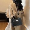 Top Brand PU Leather Shoulder Bags For Women 2025 Black Stone Pattern Crossbody Bag Female Travel Handbags Small Square Bag