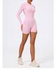 Xiga European & American Style Half-Zip Cutout Back Peach Butt Long Sleeve Yoga Jumpsuit LT05