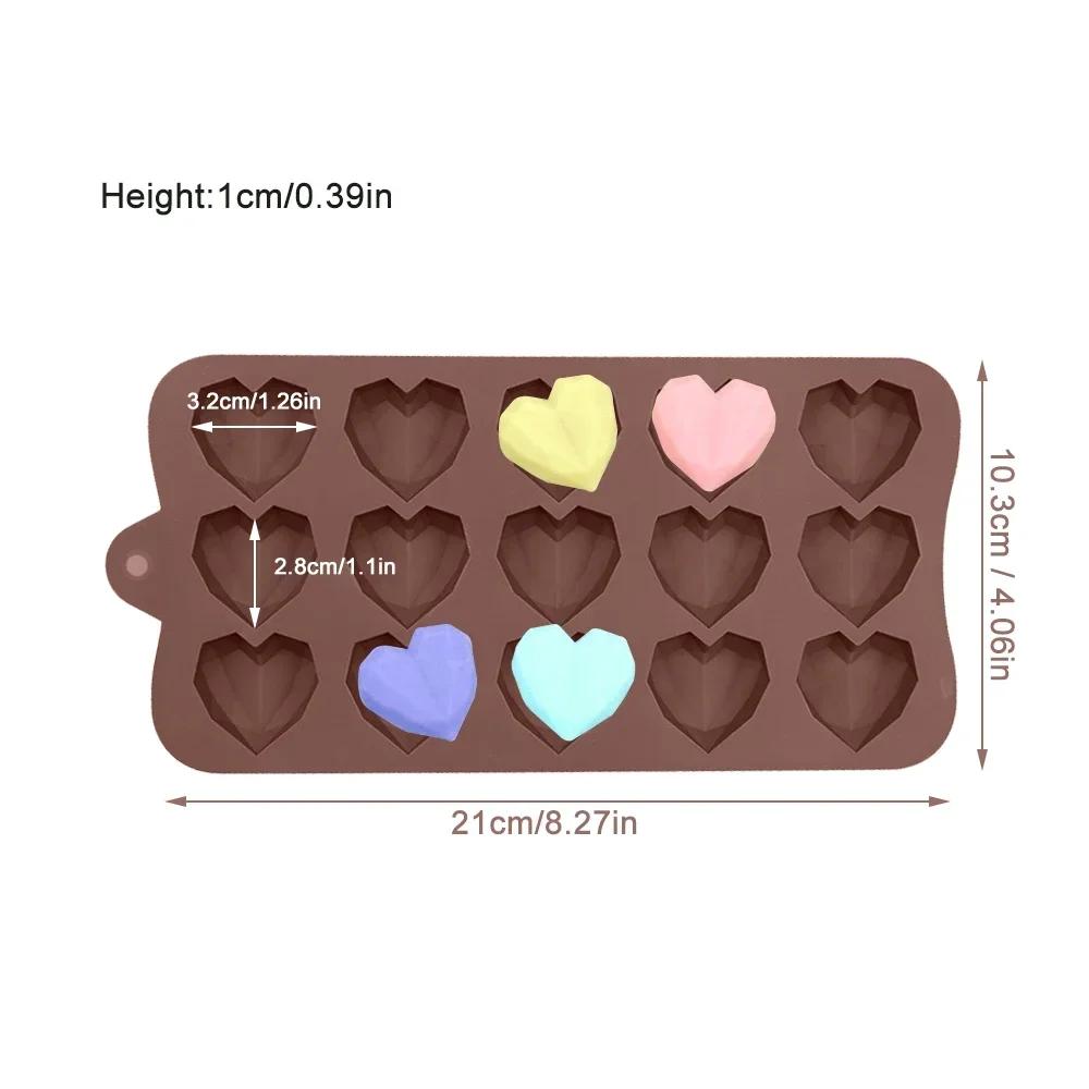 Silicone Chocolate Mold, Gummy Baking Cake Decoration Tools, 15 Cell Heart Shaped Pastry Mold