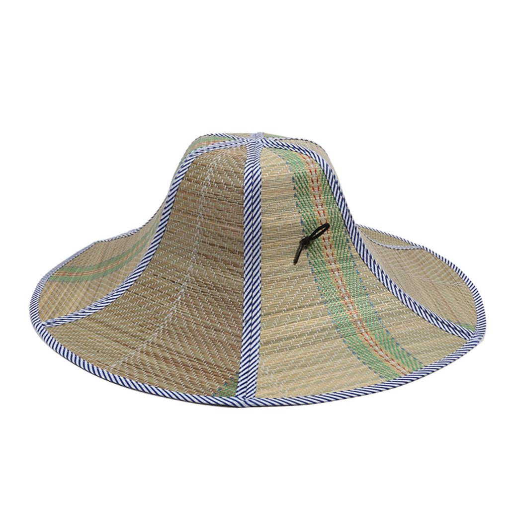Foldable Straw Hat Fishing Sun Cap Men Women Hiking Travel Camping Sun Hats Drawstring Wide Brim Rattan Hat