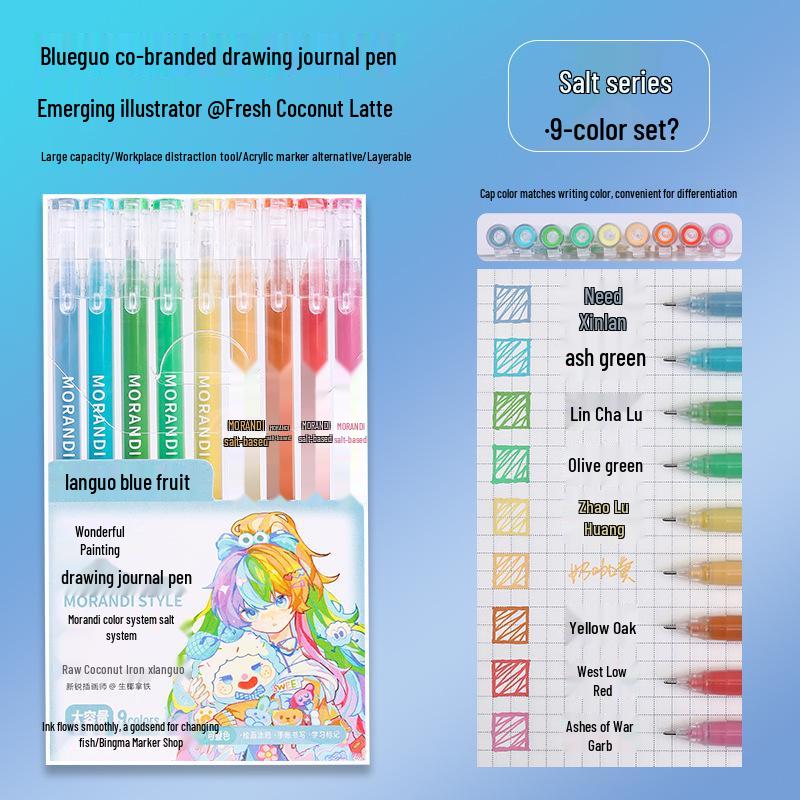 Blueguo Morandi Highlighter Pen Set: 135-Color Journal & Drawing Markers