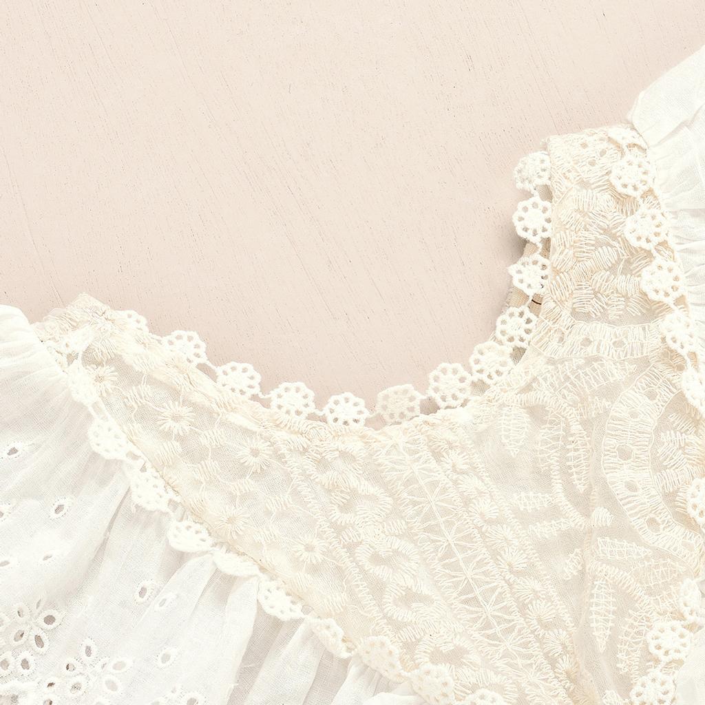 Nou-născuți Bebeluși Fete Broderie dantelă Barca fără mâneci Body haine