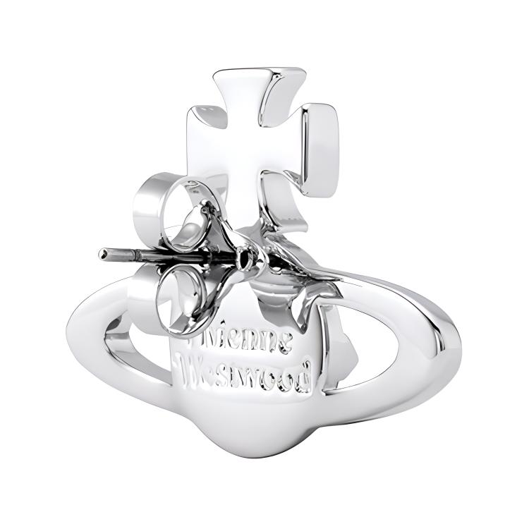 VIVIENNE WESTWOOD Mayfair Classic Studded Crystal Saturn Brass Earrings Women Earrings 914018-11