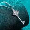 S925 Sterling Silver Key Pendant Necklace with Moissanite: Elegant, Simple, Trendy Everyday Jewelry for Women