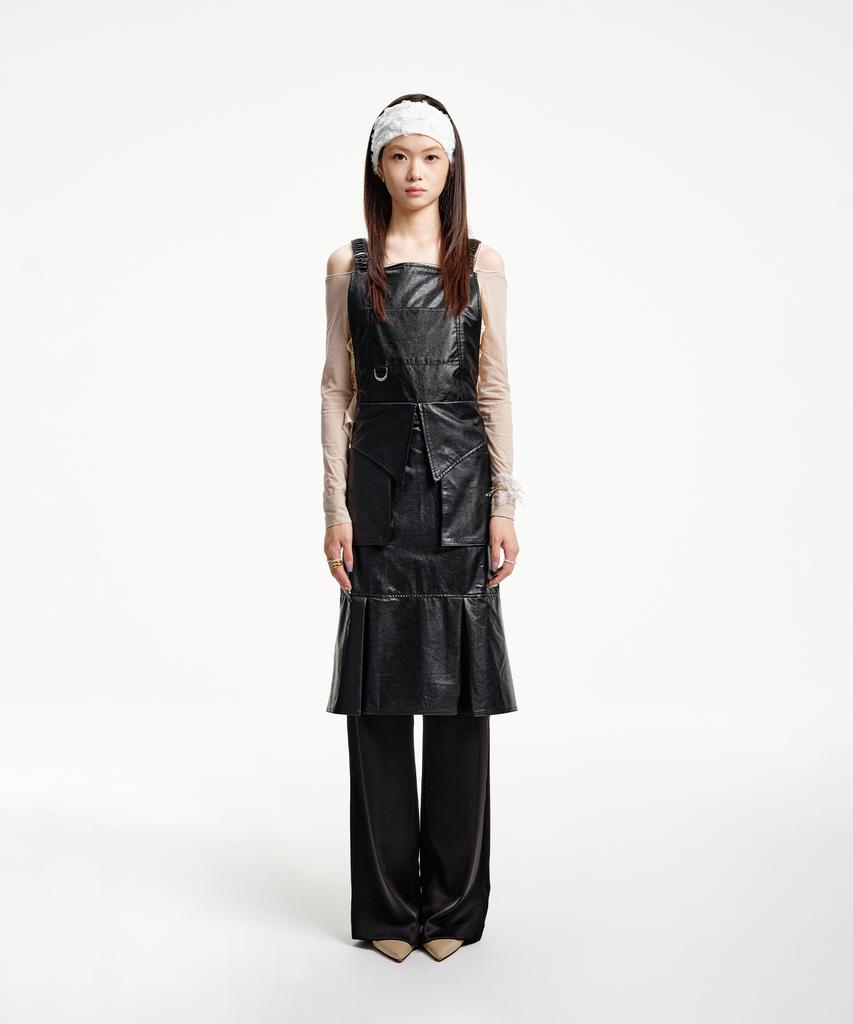 Eipeuleonwei Leather Fold Apron Dress