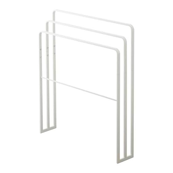 Yamazaki Jitsugyo 4979 Bath towel hanger that can be hung from the side, 3 rows, white, approx. W70XD14XH81cm, tower, easy to hang, large size can