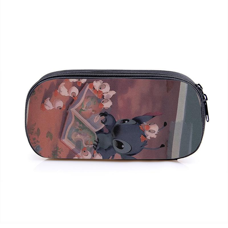New Stitch Stitch Single-Layer Student Pencil Case Square Large-Capacity Polyester Stationery Box Printable Picture