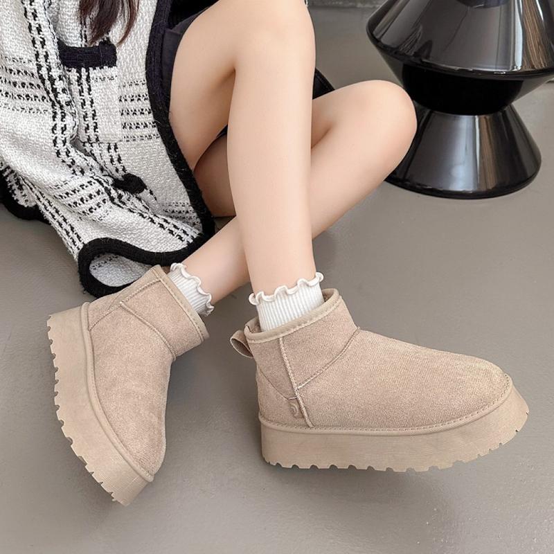 New Fashion Winter Thick Soled High Rise Snow Boots for Women with Velvet and Suede Waterproof and Anti Slip Cotton Shoes