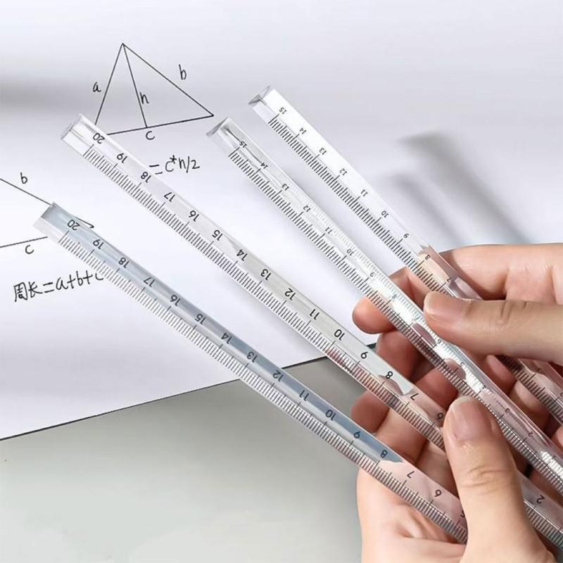 2Pcs Clear Triangular Scale Ruler 15cm 20cm Plastic Drawing Ruler Geometry Tool for Measuring Engineering Drawing