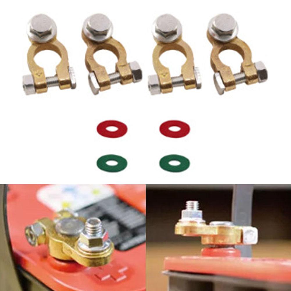 4 Adet Araba Akü Terminalleri Konnektörleri Kelepçeleri Saf Bakır Hızlı Çıkarma Akü Kelepçeleri Arabalar Kamyonlar Tekneler Karavanlar İçin
