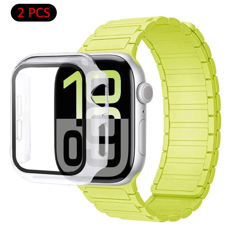 Silicone Strap+Case For Apple Watch Ultra 3/2/1 49mm 11 10 46mm 42mm Magnetic Band iWatch 9 8 7 45mm 41mm 6 5 SE 44mm/40mm Cover