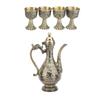 Turkish Tea Set Vintage Exquisite Luxurious Metal Teapot Tea Tray and 4 Cups Set for Home Bronze