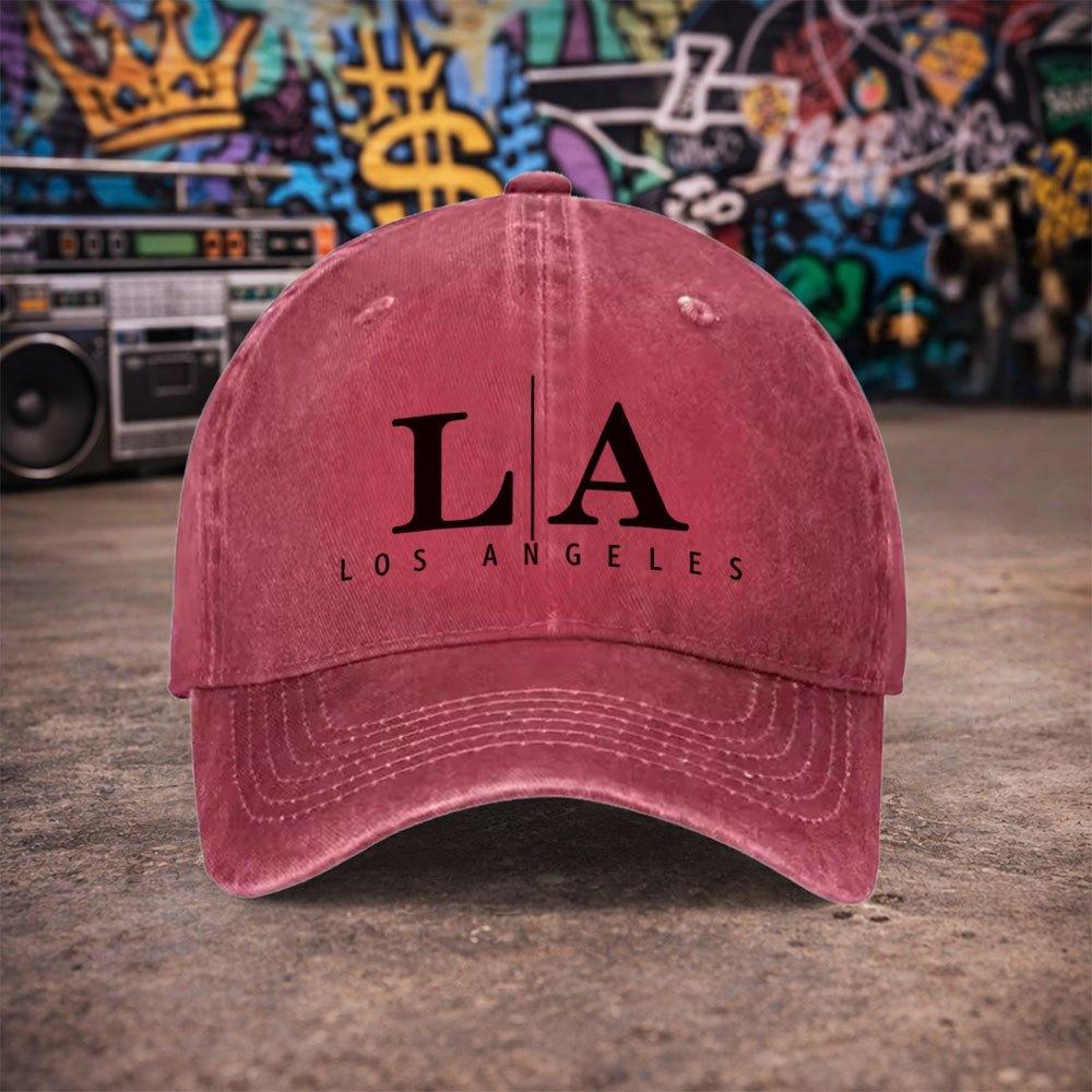 Pc Unisex Los Angeles Style Logo Vintage Washed Baseball Cap Unisexs Trendy Hat Versatile Duckbill Cap Fun Print A Unique