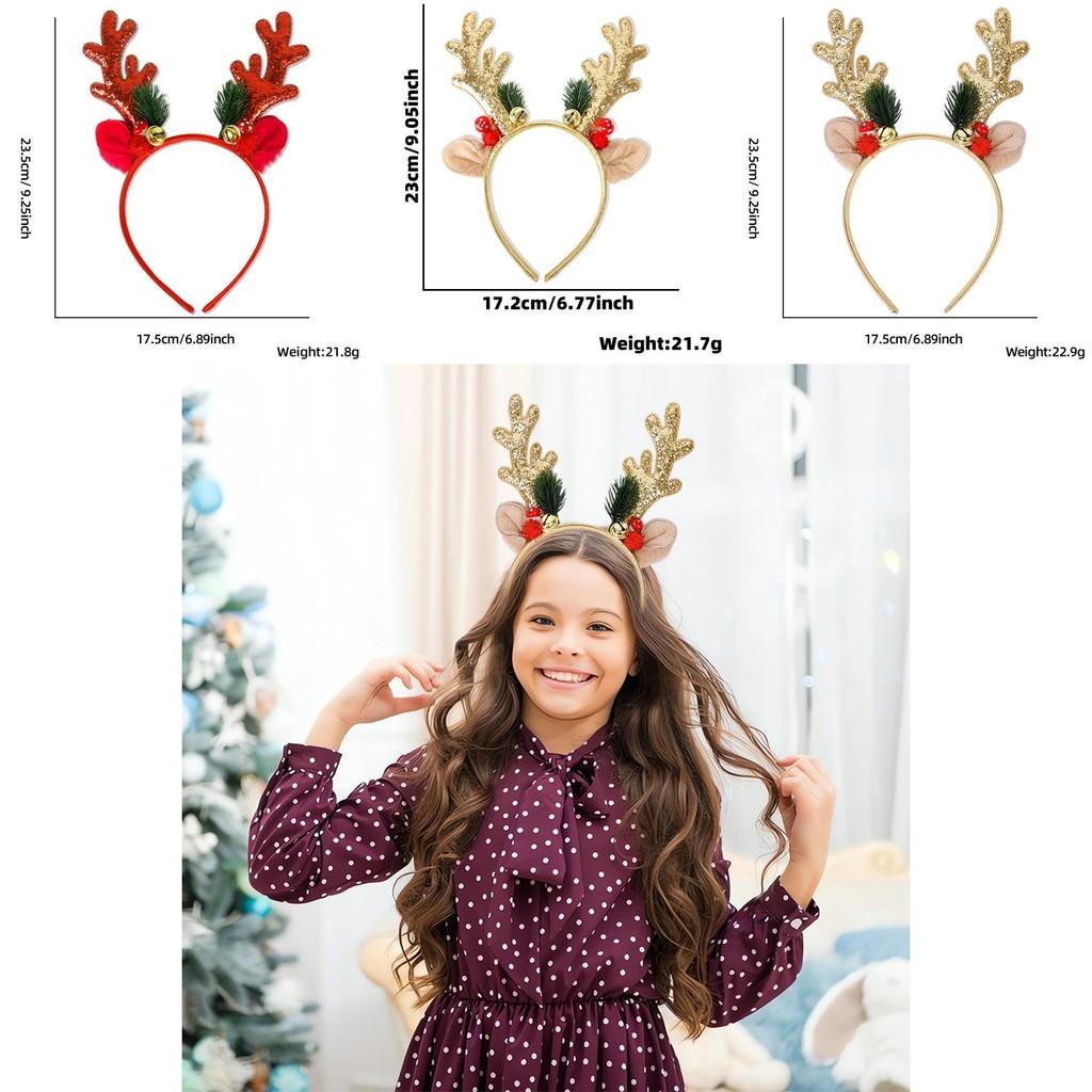 Festive Christmas Headband With Colorful Cartoon Antlers And Jingle Bells For Holiday Celebrations