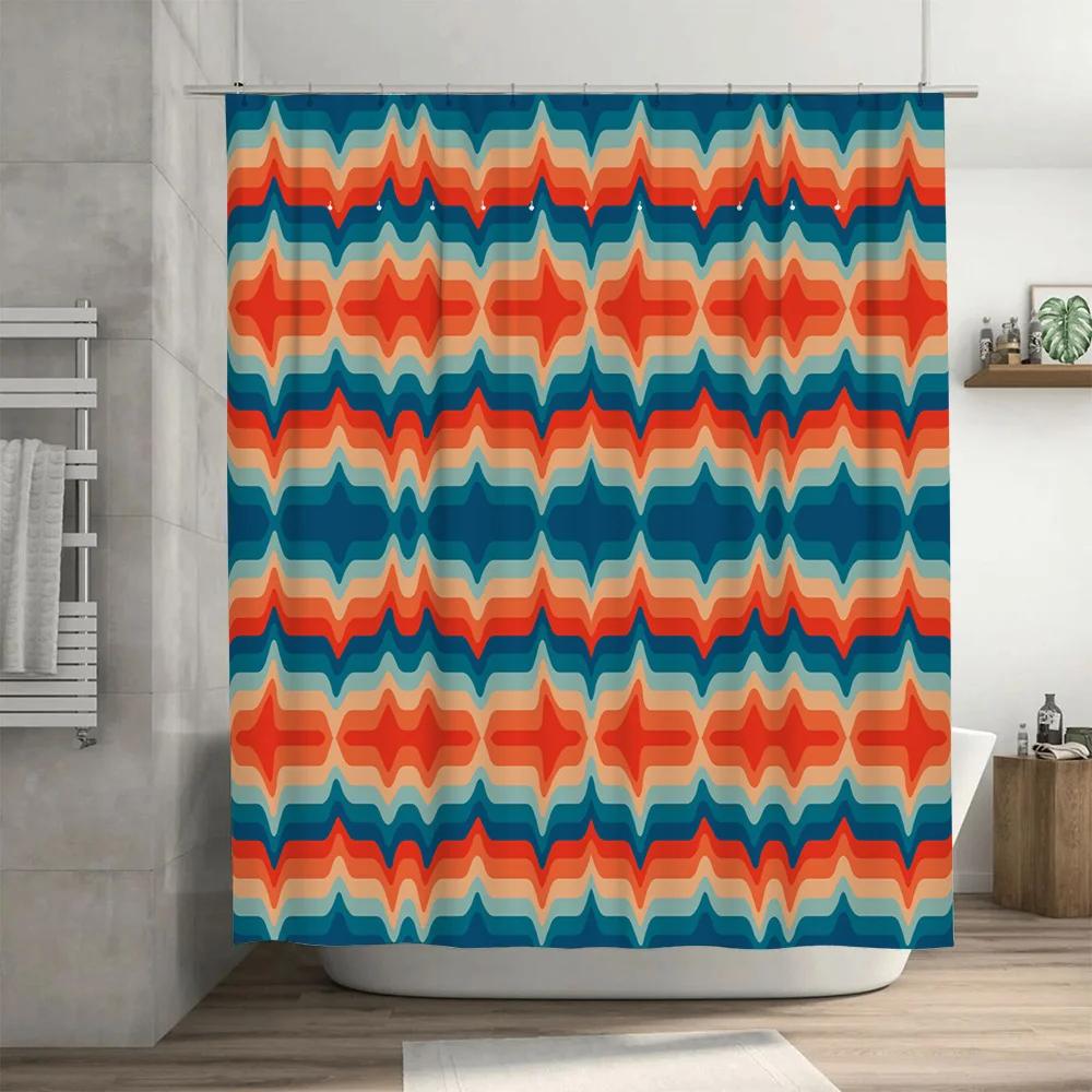 Charming Geometric Shower Curtain with Bright Colors A Must-Have for Your Bathroom Décor