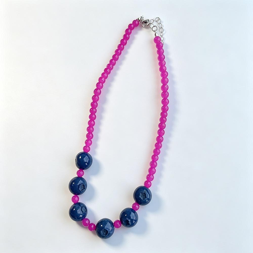 Resin Fruit Charms Fruit Beaded Necklace 3D Beaded Design Glass Beaded Necklace for Girls