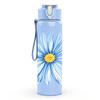 1PC Blue Daisy Watercolor Flower Print 750ml Color Plastic Sports Water Bottle Leakproof Flip Straw Lid Suitable for Sports Office Home Use