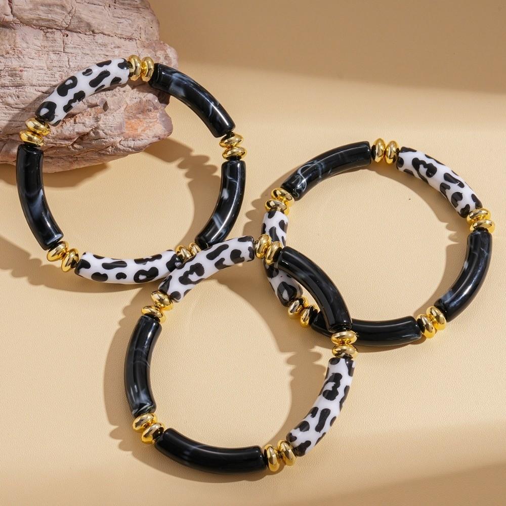 Leopard Print Leopard Acrylic Bracelets Acrylic Curved Tube Bangle Boho Acrylic Bracelets  Girls