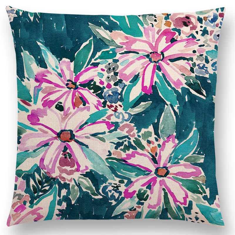 

Новый дизайн, наволочка с акварельным цветочным принтом, домашний декор, диванная подушка 40x40cm