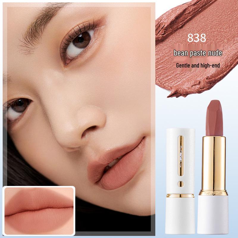 MYG Glamour Hall Waterproof Matte Lipstick: Long-Lasting, Non-Stick, Moisturizing, Sweat-Proof, Enhances Complexion - Little White Tube