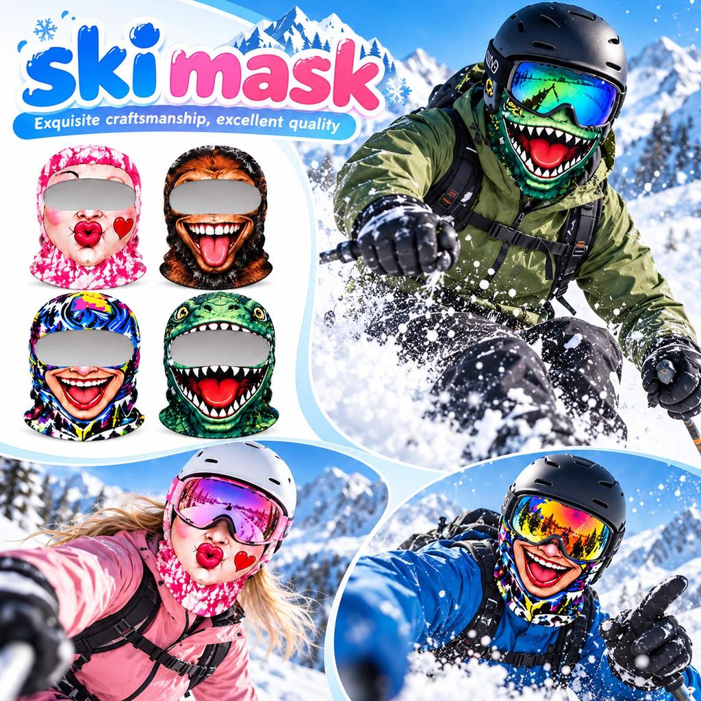Esquí con Patrón de Cara Divertida, Cubierta de Invierno para Actividades al Aire Libre con Frío