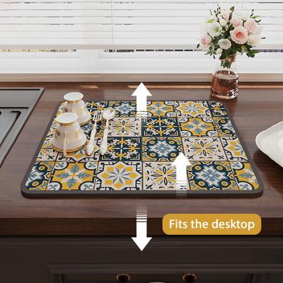 Placemat Retro Printing Rapid Absorption Coaster Non-Slip Base Easy To Clean Minimalist Design Coffee Cup Mat Leak Proof Table Coaster
