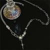 Trendy Bling Moonstone Star Cross Pendant Necklace For Women Punk Hip Hop  Necklace Party Y2K Jewelry Gift