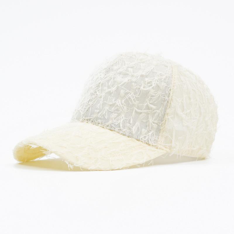Baseball Cap for Women Summer Thin Breathable Lace Sunshade Cap Men's Fringed Personalized Hollow Hat