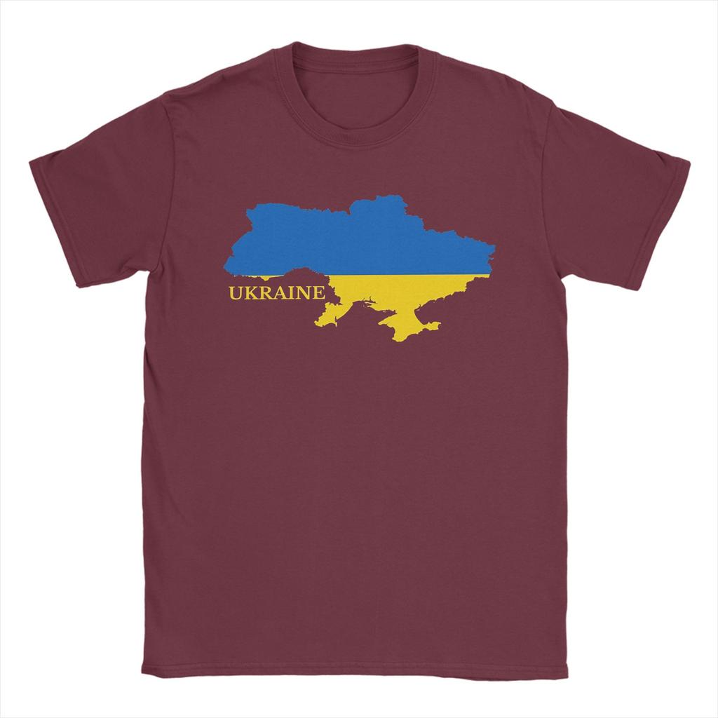 Ukraine Flag Map TShirts Unisex  Creative Pure Cotton Tee Shirt Crew Neck Short Sleeve T Shirts Printed Clothing