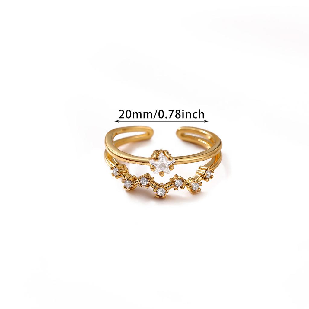 Dainty Star Chart Zircon Stainless Steel Women's Rings Gold Color Anti Fading Adjustable Ring New In Wedding Jewelry Accessories