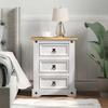 Bedside Table - Maison Exclusive - 3 Drawers - Solid Pine Matte White - 53 X 39 X 66 Cm