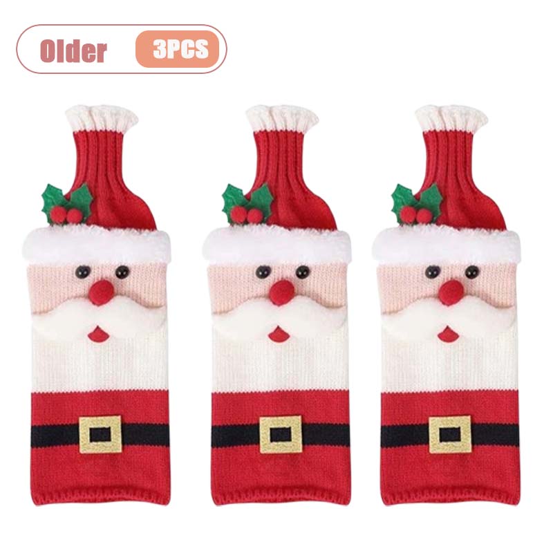 Knitted Christmas Wine Bottle Cover Santa Wine Sleeve Champagne Bottle Set Party Decoration for Restaurant Dining Table Setup