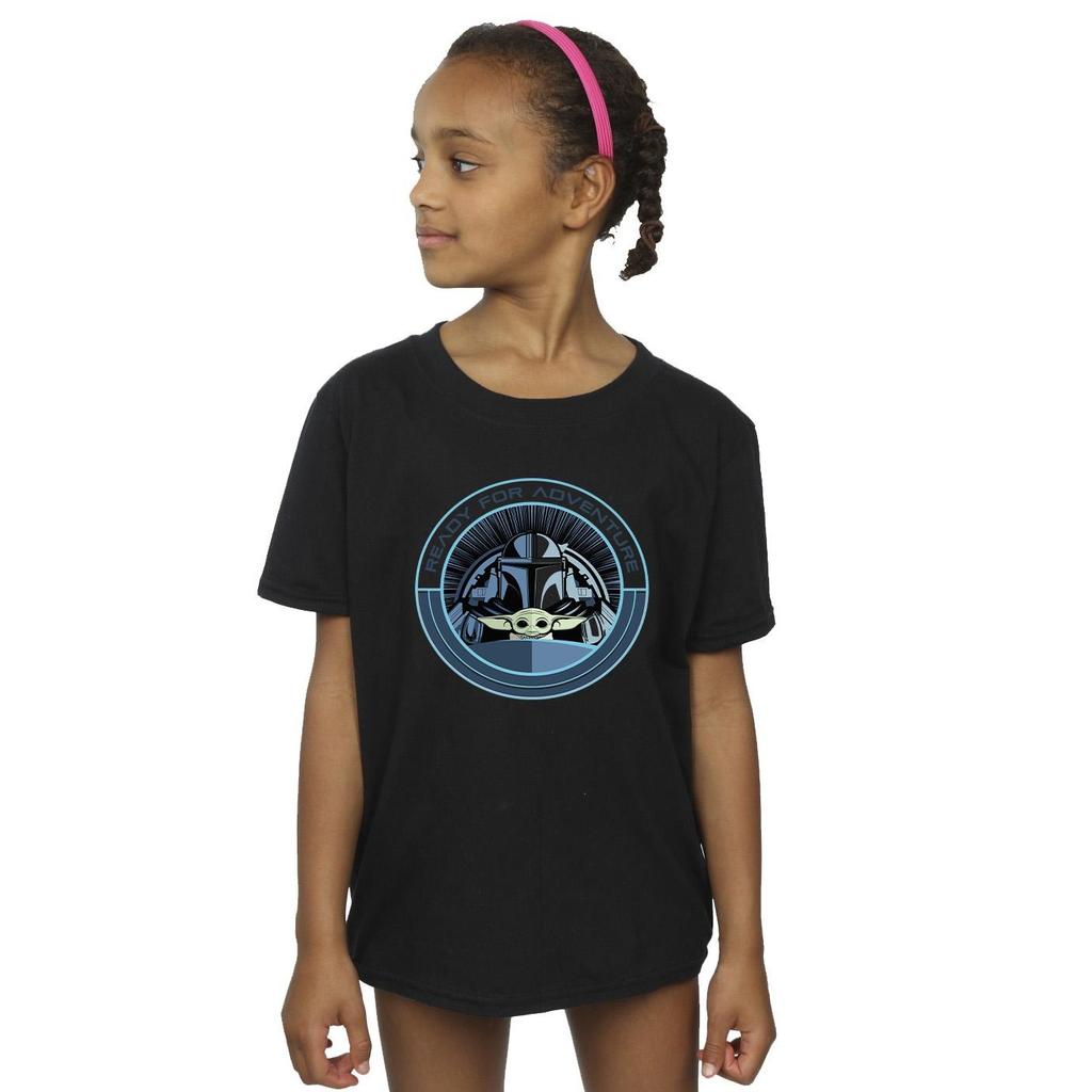 STAR WARS Maglietta di Cotone da Ragazza The Mandalorian Grogu Pronta per l'Avventura
