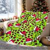 The Grinch Pattern Blanket for Home Decoration, Bed, Sofa, Car Travel, Camping, Suitable for All Seasons, Birthday Christmas Gift