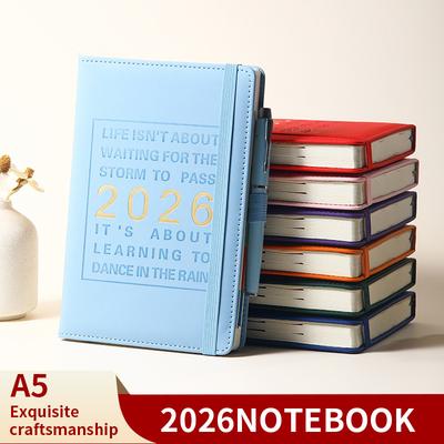 2026 Planer A5 Agenda PU-Leder Einband Notizbuch Monats-, Wochen- und Tagesplaner Business-Organizer Notizbücher Bürobedarf