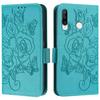 (Bleu clair) Étui pour Huawei P30 Lite avec Fente pour Carte de Crédit Portefeuille Magnétique Cuir PU