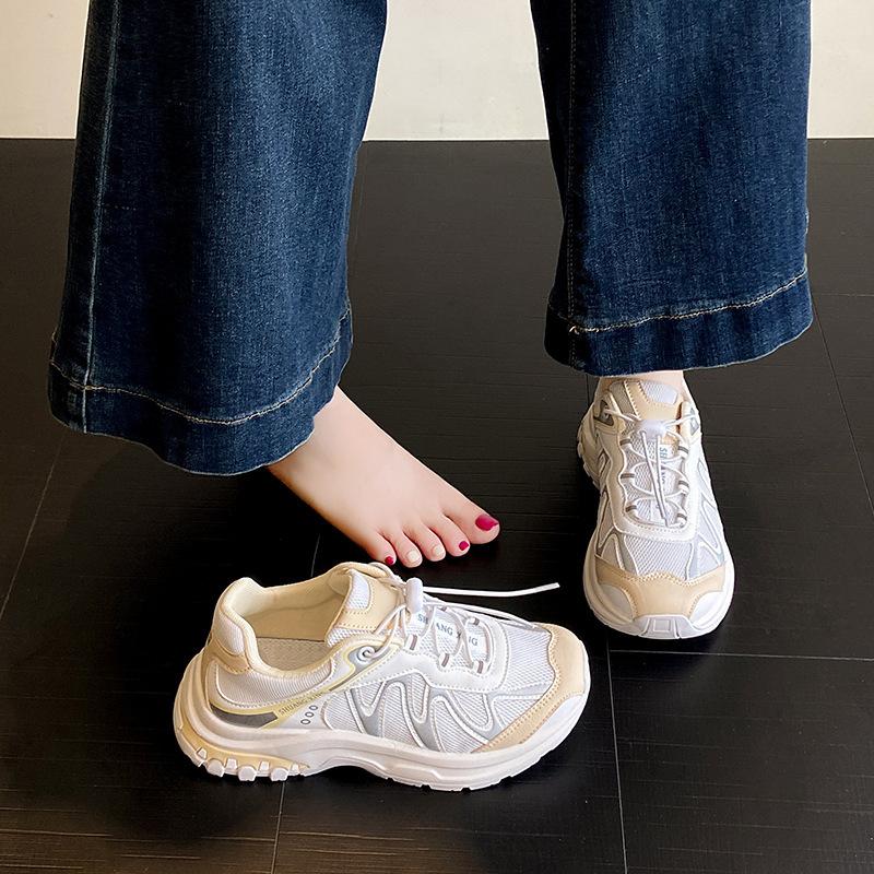 European 2025 new summer mesh breathable dad shoes women's platform fashion casual sports shoes versatile little white shoes