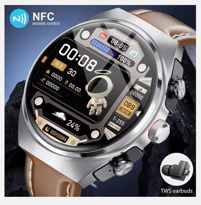 With NFC Functions 2 In 1 With Wireless Headset Smart Watch Bluetooth Call Waterproof Smartwatch Heart Rate Monitor Men Bracelet