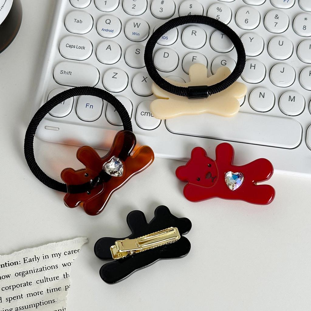 Hair Bear Fashionable Clips And Elastic Hair Ties Adorable Acetate Accessories