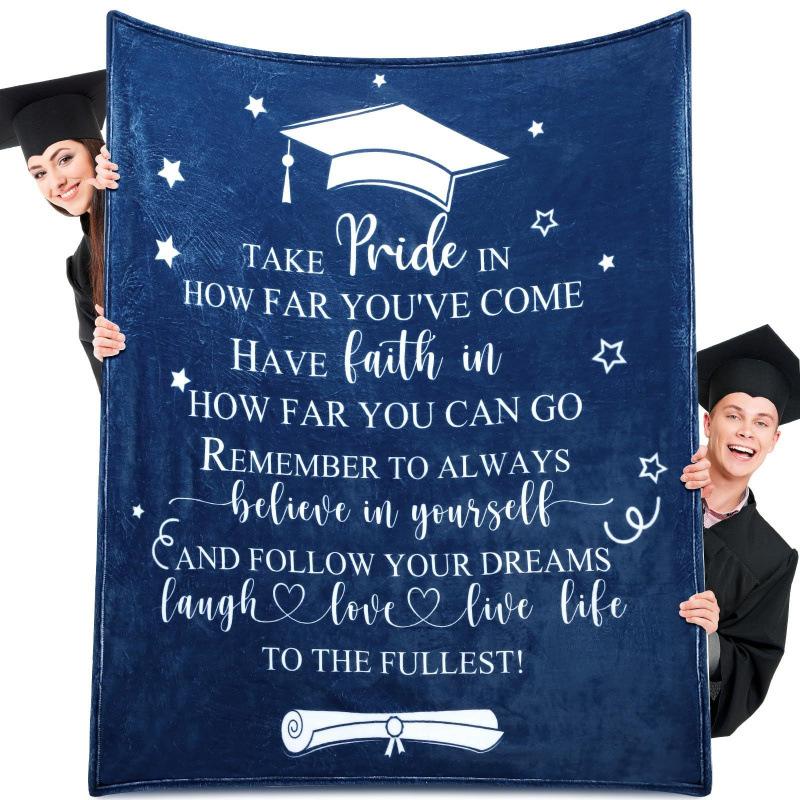 Graduation Blessings Quotes Blanket Printed Nap Blanket Sofa Flannel Blanket Graduation Season Gift